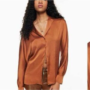 Wilfred Freeform Satin Shirt- Anise Brown -Size M-NWT